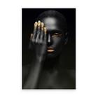 Quadro Para Sala Moderno Black Face With Gold Em Canvas Grande Decorativo - Bimper