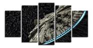 Quadro Para Sala Star Wars Nave Espacial 5 Peças Mosaico