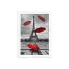 Quadro Paris Torre Eiffel Guarda Chuvas Moldura Branca 22x32