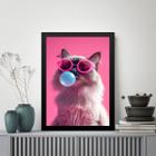 Quadro Pink Cat Bubble Gum 24x18cm - com vidro