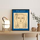 Quadro Poster Picasso Minimalista AzulMulher 24x18cm - com vidro