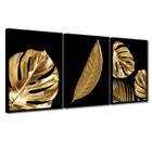 Quadro Premium Textura CXAlta Folha Ouro em Preto1 3un 40x60