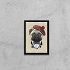 Quadro Pug Boina 33x24cm - com vidro