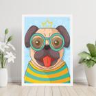 Quadro Pug de Óculos 24x18cm - com vidro