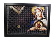 Quadro Quebra-Cabeça Coração De Maria 300 Peças + Terço