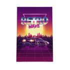 Quadro Retrowave Carro Sol Cidade Retro Canvas 60X40Cm