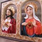 Quadro Sagrado Coração de Jesus e Maria - Enfeite resina 25 cm