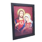 Quadro Sagrado Coração de Jesus e Maria Moldura Preta Simples