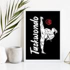 Quadro Taekwondo 33x24cm - Vidro, Moldura Preta