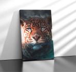 Quadro Tecido Canvas Jaguar Onça Água Olho Azul Tiger