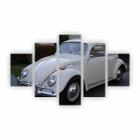 Quadro Tela Canvas Decorativo Carro Fusca Branco 110X65Cm