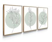 Quadro Trio Botanico Fine Line Verde"