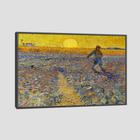 Quadro Van Gogh Semeador E O Sol Brilhante Tela Moldura Preta 45X30Cm