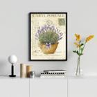 Quadro Vaso de Lavanda Vintage 24x18cm - Vidro - Madeira Preta