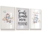 Quadro Vidro Infantil Aviãozinho Elefante Boy Frase 23x33Cada