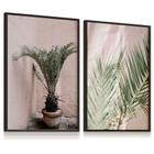 Quadro Vidro Kit 02 Natureza Vaso Planta Palmeira 43x63 cada