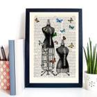 Quadro Vintage Manequins Costura Borboletas 45X34Cm - Vidro