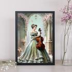 Quadro Vintage Mulher E Violino 33X24Cm - Com Vidro