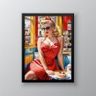 Quadro Vintage Pin Up Clássica Poá 33x24cm