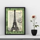 Quadro Vintage Torre Eiffel - Selo Antigo 24X18Cm - Vidro