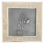 Quadro Xangô Ayra Orixá Madeira Carvalho E Metal 13 X13 Cm