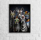 Quadro Zebras Modernas Divertidas De Óculos 33X24Cm