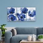 Quadros 60x120cm Sala Abstrato Flor Azul Canvas