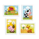 Quadros Animais Fazenda Feliz Moldura Branca 22x32cm Kit 4un