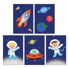 Quadros Astronauta Kit 5 peças 20x30 cm Decorativo Infantil