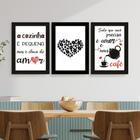 Quadros Cantinho Café Decoração Frases Cozinha Kit 3 Peças