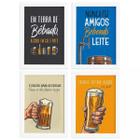 Quadros com Frases Cerveja Moldura Branca 22x32cm Kit 4un