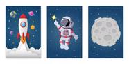 quadros decorativos 4 k Infantil Quarto Menino Bebe Astronauta"