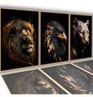 quadros decorativos 4 k Nordico Ouro Leao Aguia Tigre"