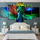 Quadros Decorativos 5 Peças Anjos Abstratos Coloridos
