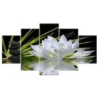 Quadros Decorativos 5 Peças Lotus Brancas Flor Pedras Aguas