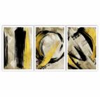 Quadros Decorativos Abstrato Preto Amarelo 60x40 Sala Quarto