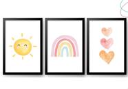 Quadros Decorativos Arco-íris Boho Sol Coração Escandinavo