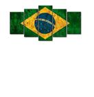 Quadros Decorativos Bandeira Do Brasil Quarto Sala 5 Peças