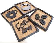 Quadros Decorativos Cantinho Do Café Cozinha 3d Kit Com 4