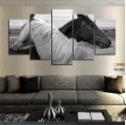 Quadros Decorativos Cavalo Pretobranco 63x130mtem Tecido