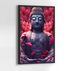 Quadros Decorativos com com Moldura Buda Pedra Petalas Vertical para Sala Quarto Decoração