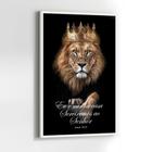 Quadros Decorativos com com Moldura Leão de Judá Versículo Vertical para Sala Quarto Decoração