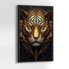 Quadros Decorativos com com Moldura Tigre Dourado Quarto Masculino Vertical para Sala Quarto Decoração