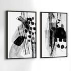 Quadros Decorativos com Moldura Preto e Branco Abstrato Sala Quarto Kit Conjunto 2