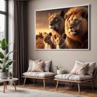 Quadros decorativos com Moldura Sala Quarto Família de Leão Leões Filhote Grande Hall
