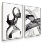 Quadros Decorativos Dupla Casal Abstrato 55X40 Com Vidros