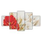 Quadros Decorativos Floral Buquê Copo de Leite + Flor Vermelha