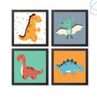 Quadros Decorativos Infantil Dinossauros fofo com moldura