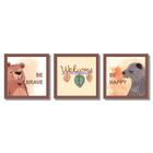 Quadros decorativos infantil safari animais urso aquarela