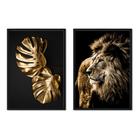 Quadros Decorativos Kit C/2 Folhagem Leão Dourado 193x63 cm